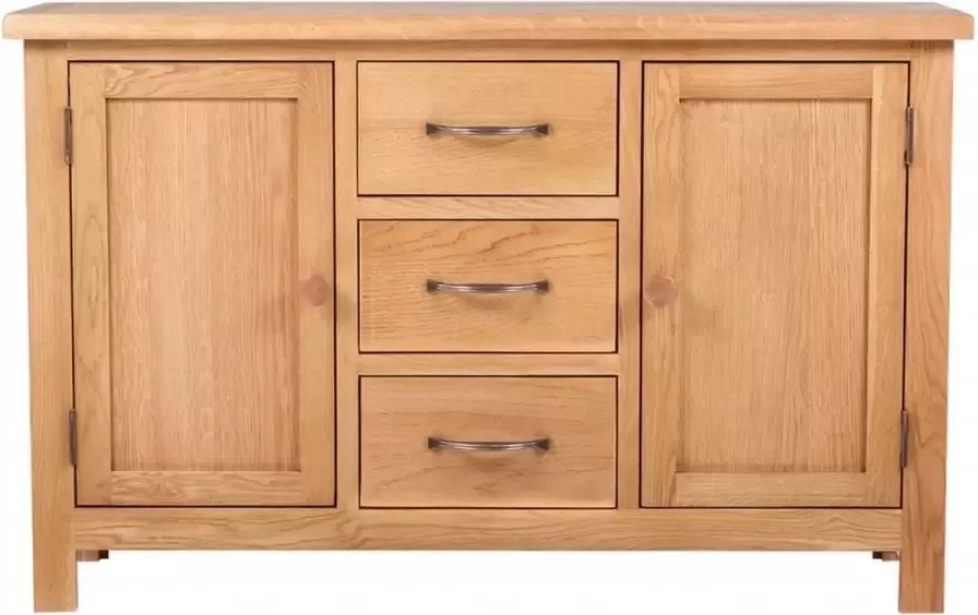 VidaXL Dressoir met 3 lades 110x33 5x70 cm massief eikenhout - Foto 2