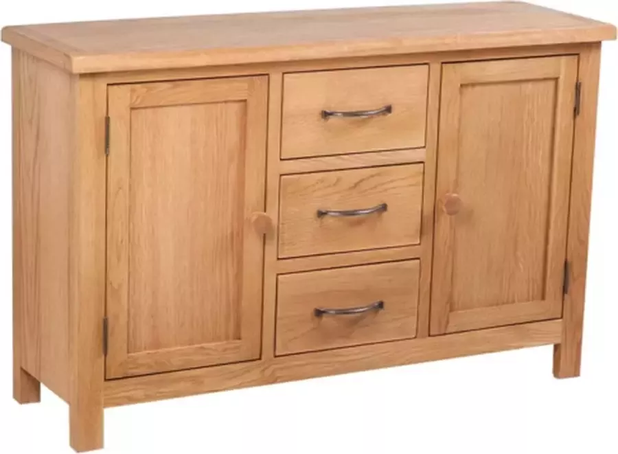 VidaXL Dressoir met 3 lades 110x33 5x70 cm massief eikenhout - Foto 3