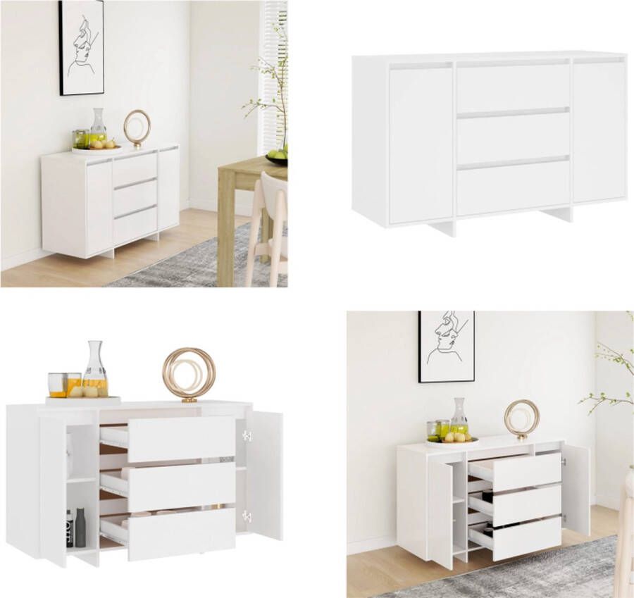 VidaXL Dressoir met 3 lades 120x41x75 cm bewerkt hout wit Dressoir Dressoirs Opbergkast Buffetkast - Foto 2