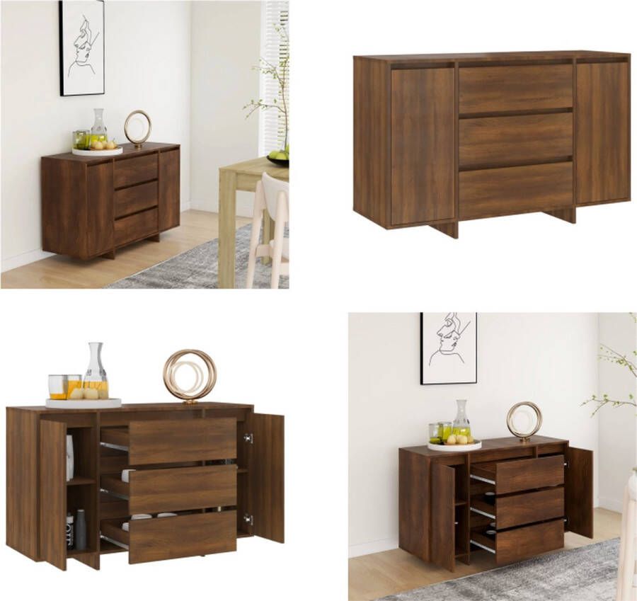 VidaXL Dressoir met 3 lades 120x41x75 cm bewerkt hout bruin eikenkleur Dressoir Dressoirs Opbergkast Buffetkast