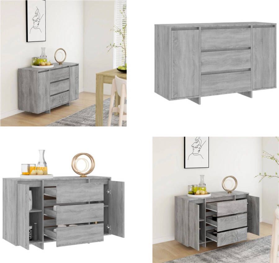 VidaXL Dressoir met 3 lades 120x41x75 cm spaanplaat grijs sonoma eiken Dressoir Dressoirs Opbergkast Buffetkast - Foto 2