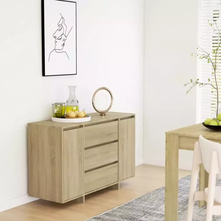 VidaXL Dressoir met 3 lades kleur eiken 120x41x75 cm spaanplaat