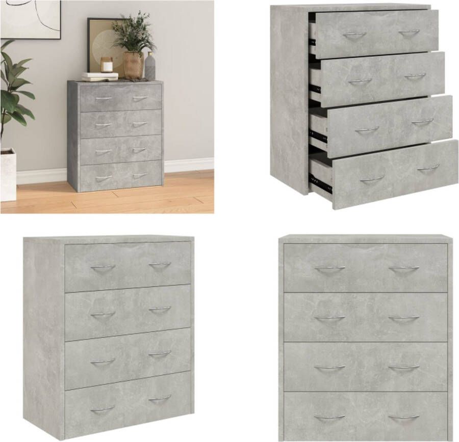 VidaXL Dressoir met 4 lades 60x30 5x71 cm betongrijs Dressoir Dressoirs Kast Wandkast - Foto 2