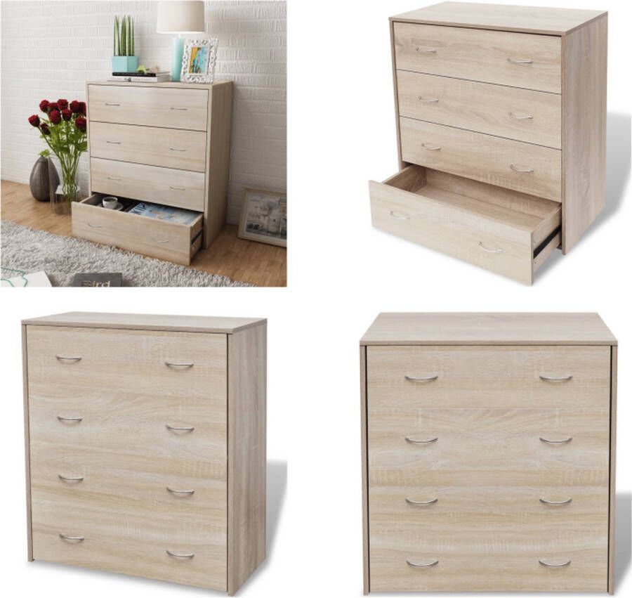VidaXL Dressoir met 4 lades 60x30 5x71 cm eikenkleur Dressoir Dressoirs Kastje Kastjes - Foto 2