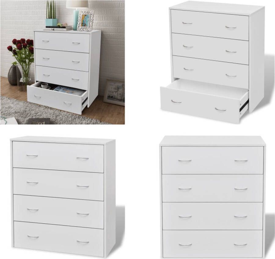 VidaXL Dressoir met 4 lades 60x30 5x71 cm wit Dressoir Dressoirs Kastje Kastjes - Foto 2