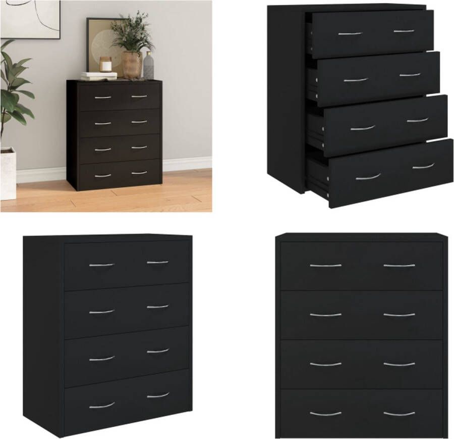 VidaXL Dressoir met 4 lades 60x30-5x71 cm zwart Dressoir Dressoirs Kast Wandkast - Foto 2