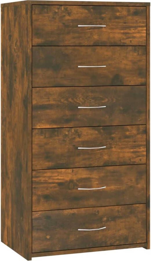VidaXL Dressoir 6 lades 50x34x96 cm Gerookt eiken Dressoirs Houten Dressoir Ladekasten Opbergkasten Woonkamermeubilair - Foto 2