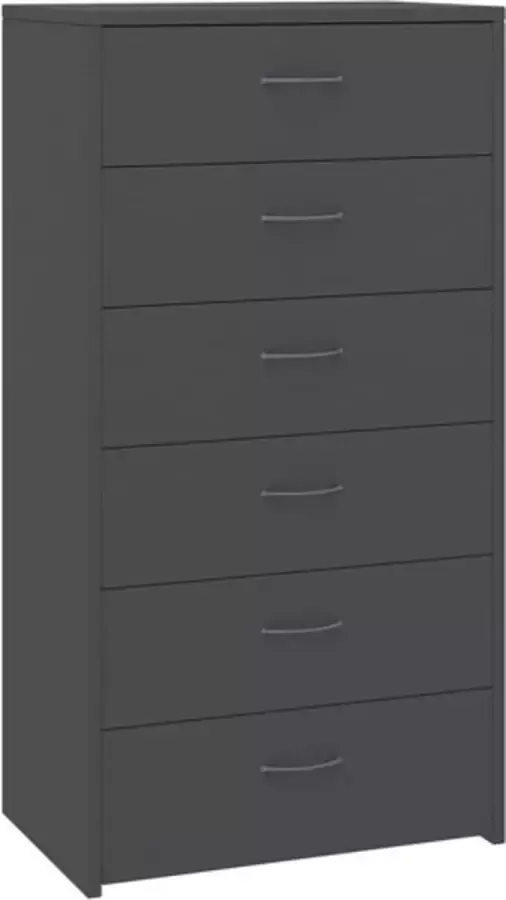 VidaXL Dressoir met 6 lades 50x34x96 cm bewerkt hout grijs - Foto 3