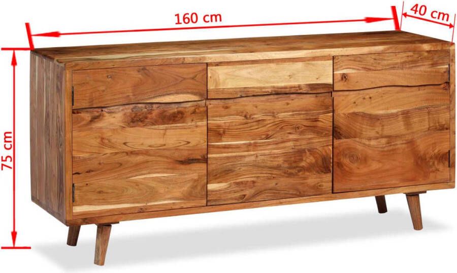 VidaXL -Dressoir-met-bewerkte-deuren-160x40x75-cm-massief-hout - Foto 2