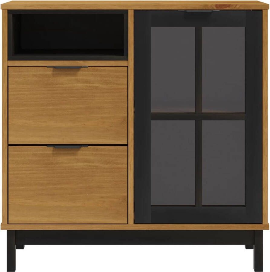 VidaXL -Dressoir-met-glazen-deuren-FLAM-80x40x80-cm-massief-grenenhout - Foto 2