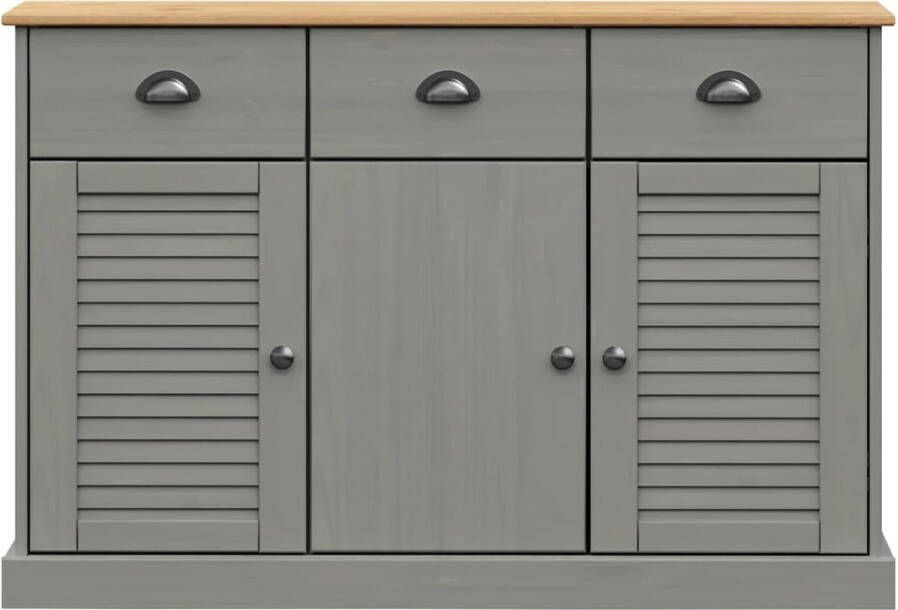 VidaXL -Dressoir-met-lades-VIGO-113x40x75-cm-massief-grenenhout-grijs - Foto 4