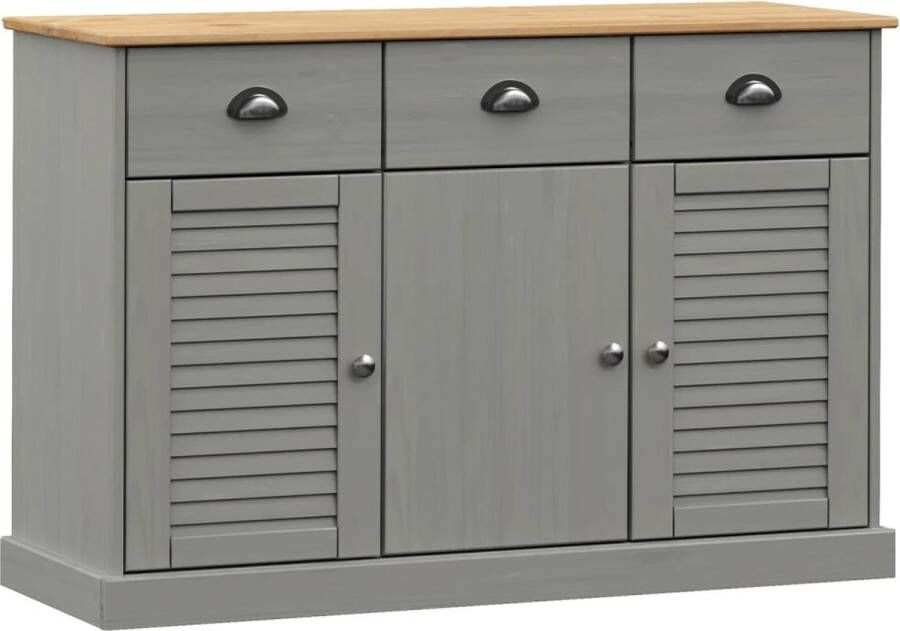VidaXL -Dressoir-met-lades-VIGO-113x40x75-cm-massief-grenenhout-grijs - Foto 3