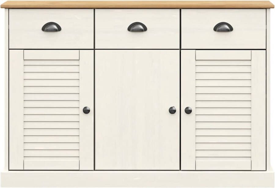 VidaXL -Dressoir-met-lades-VIGO-113x40x75-cm-massief-grenenhout-wit - Foto 2