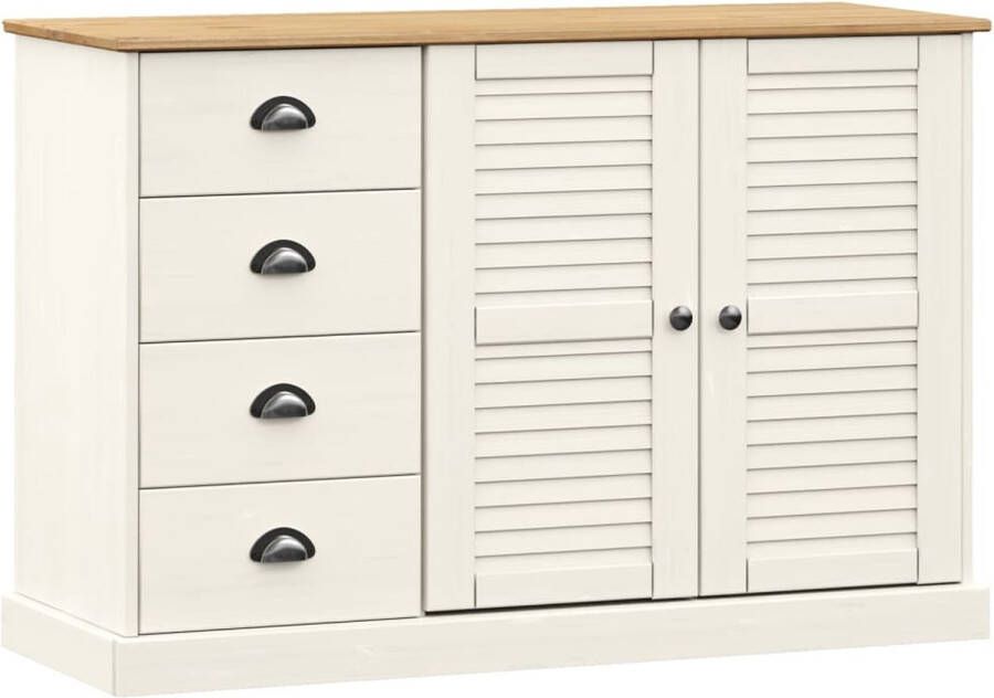 VidaXL -Dressoir-met-lades-VIGO-113x40x75-cm-massief-grenenhout-wit - Foto 2