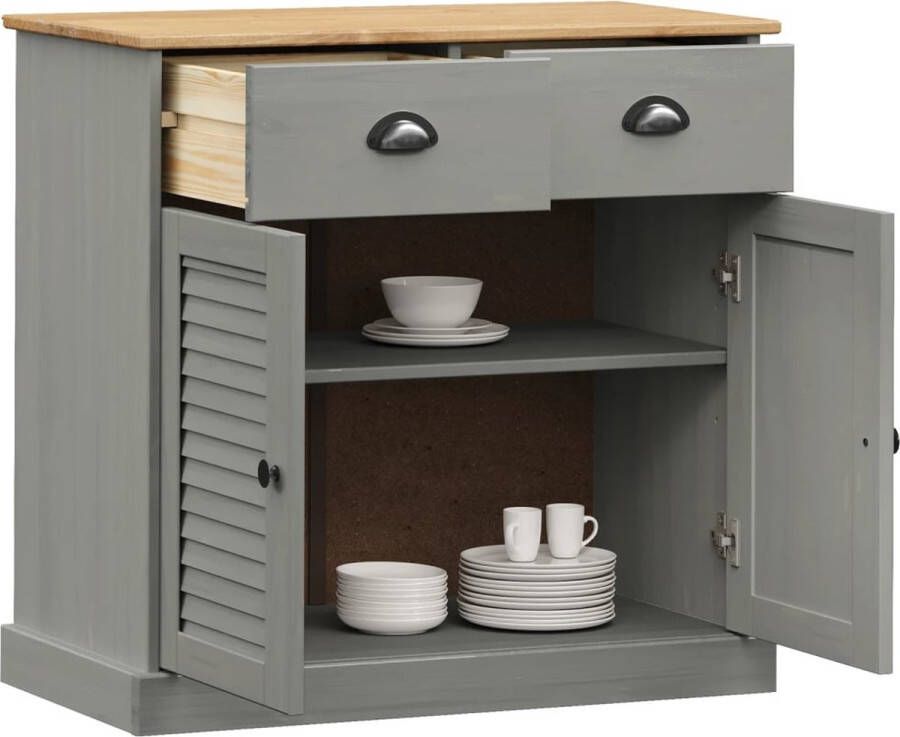 VidaXL -Dressoir-met-lades-VIGO-78x40x75-cm-massief-grenenhout-grijs - Foto 4