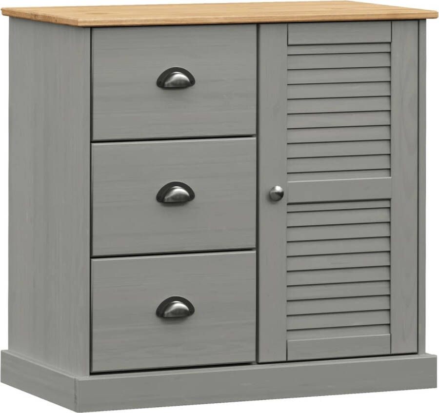 VidaXL -Dressoir-met-lades-VIGO-78x40x75-cm-massief-grenenhout-grijs - Foto 2