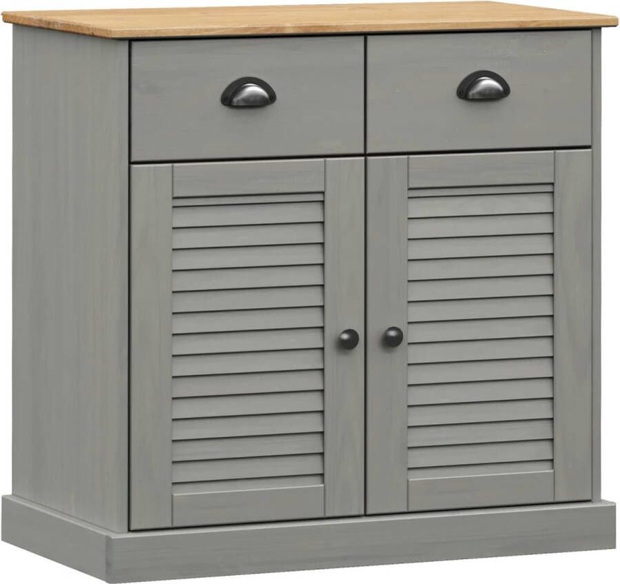 VidaXL -Dressoir-met-lades-VIGO-78x40x75-cm-massief-grenenhout-grijs - Foto 3