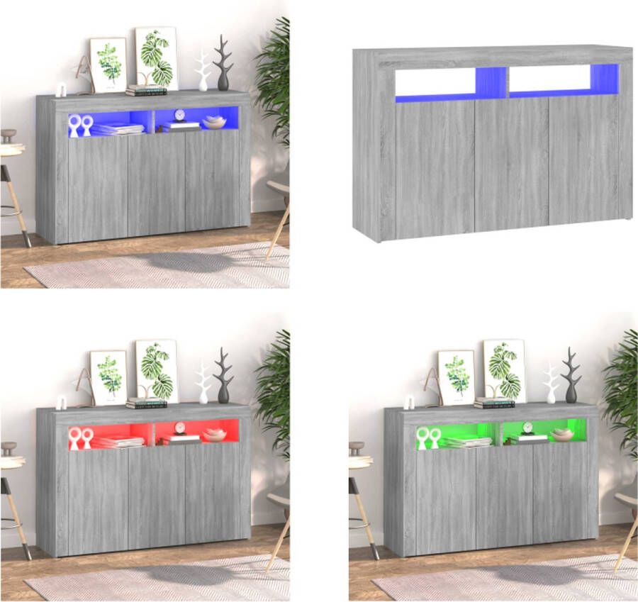 VidaXL Dressoir met LED-verlichting 115-5x30x75 cm grijs sonoma eiken Dressoir Dressoirs Kast Wandkast