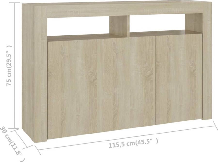 VidaXL Dressoir met LED-verlichting 115 5x30x75 cm sonoma eikenkleurig - Foto 3