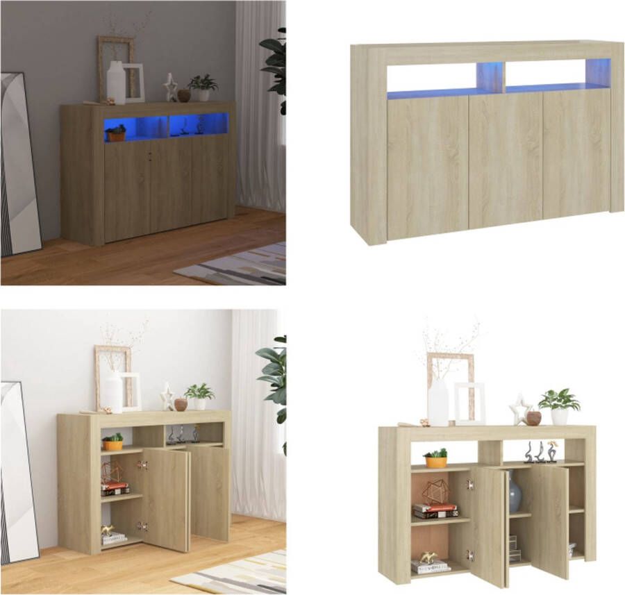 VidaXL Dressoir met LED-verlichting 115-5x30x75 cm sonoma eikenkleur Dressoir Dressoirs Dressoir Met LED-verlichting Dressoirs Met LED-verlichtingen