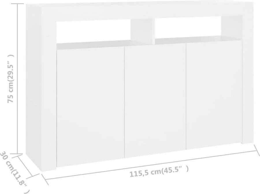 VidaXL -Dressoir-met-LED-verlichting-115 5x30x75-cm-wit - Foto 2