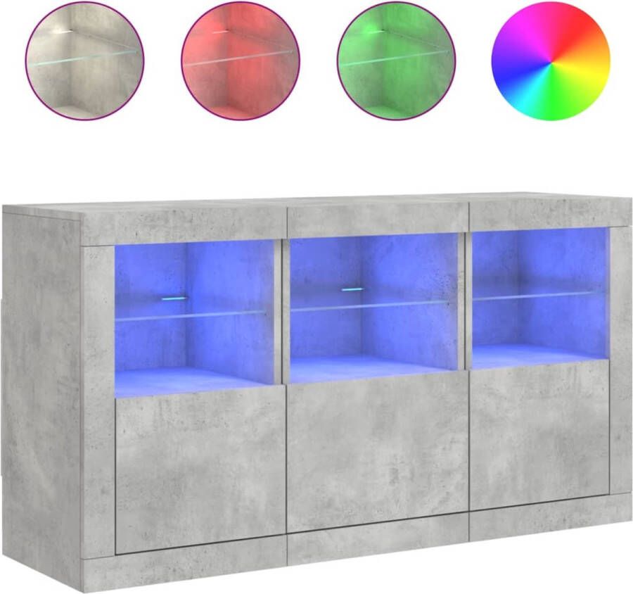 VidaXL -Dressoir-met-LED-verlichting-123x37x67-cm-betongrijs - Foto 2