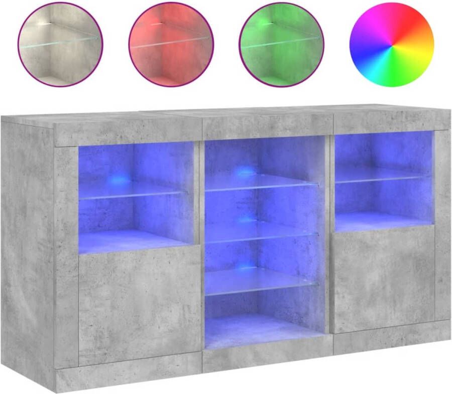 VidaXL -Dressoir-met-LED-verlichting-123x37x67-cm-betongrijs