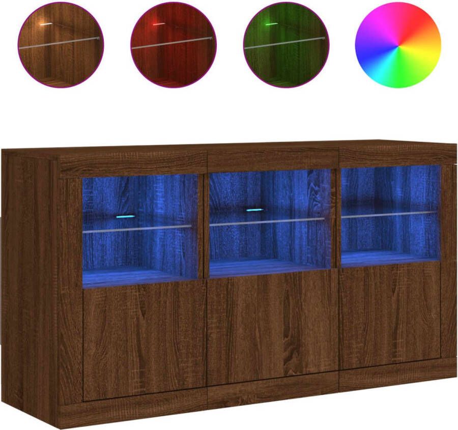 VidaXL -Dressoir-met-LED-verlichting-123x37x67-cm-bruineikenkleurig - Foto 5