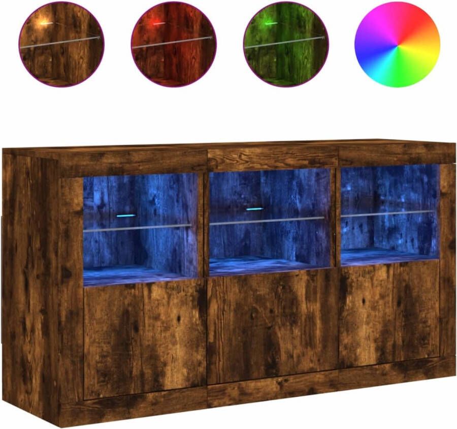 VidaXL -Dressoir-met-LED-verlichting-123x37x67-cm-gerookt-eikenkleurig - Foto 4