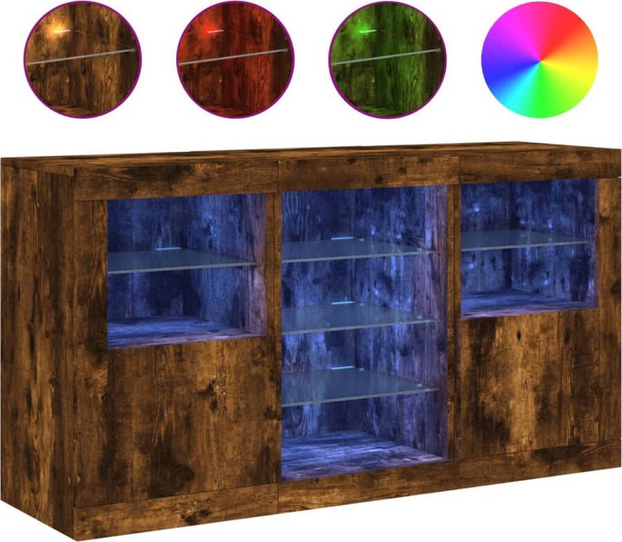 VidaXL -Dressoir-met-LED-verlichting-123x37x67-cm-gerookt-eikenkleurig - Foto 3