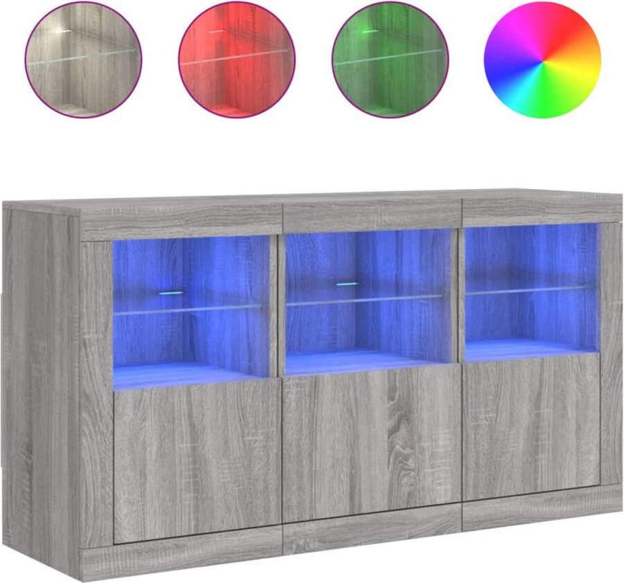 VidaXL -Dressoir-met-LED-verlichting-123x37x67-cm-grijs-sonoma-eiken - Foto 3