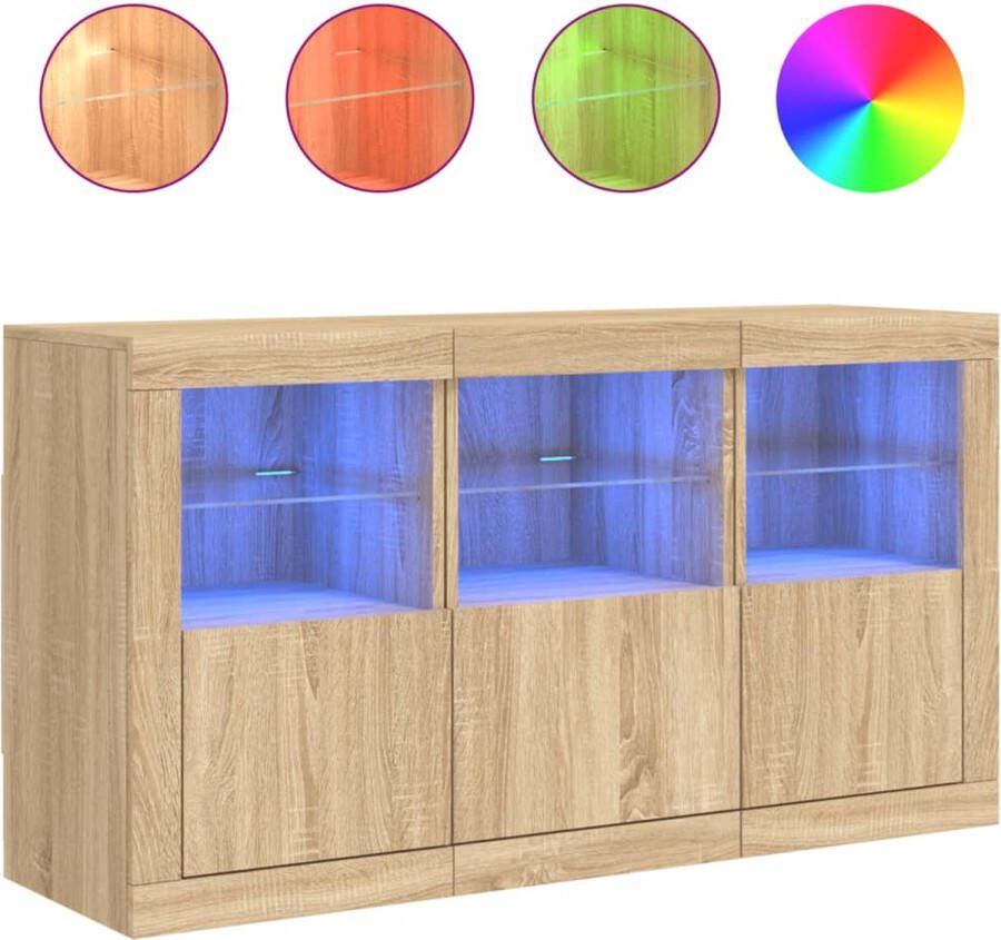 VidaXL -Dressoir-met-LED-verlichting-123x37x67-cm-sonoma-eikenkleurig - Foto 2