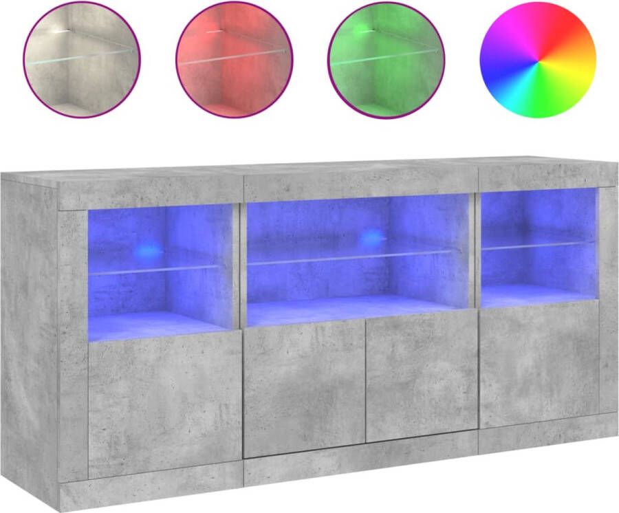 VidaXL -Dressoir-met-LED-verlichting-142 5x37x67-cm-betongrijs - Foto 5