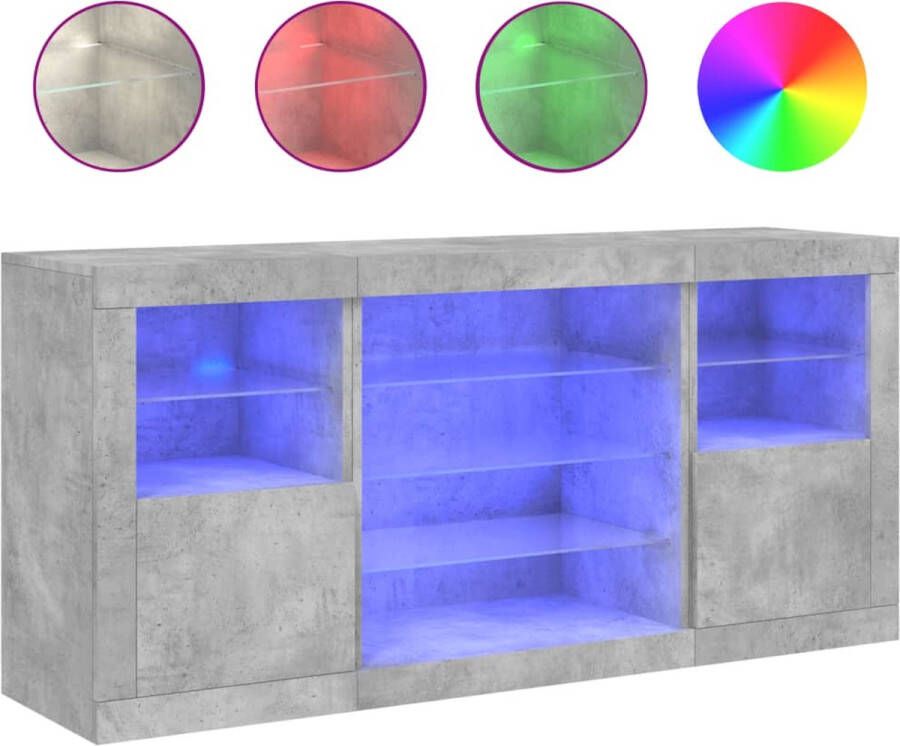VidaXL -Dressoir-met-LED-verlichting-142 5x37x67-cm-betongrijs - Foto 2