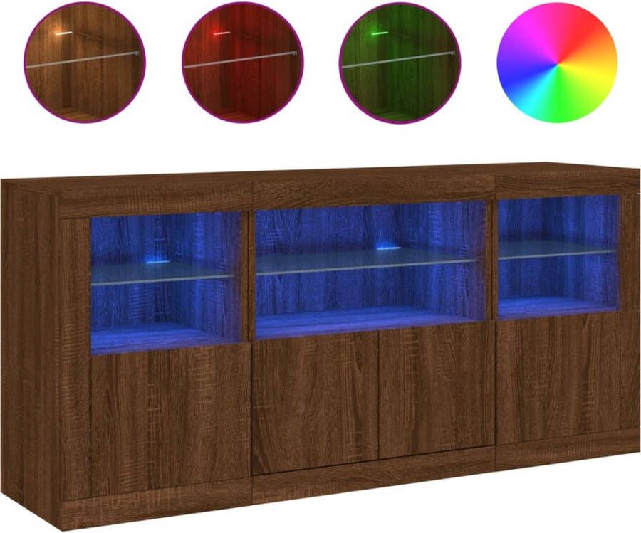 VidaXL -Dressoir-met-LED-verlichting-142 5x37x67-cm-bruineikenkleurig - Foto 6