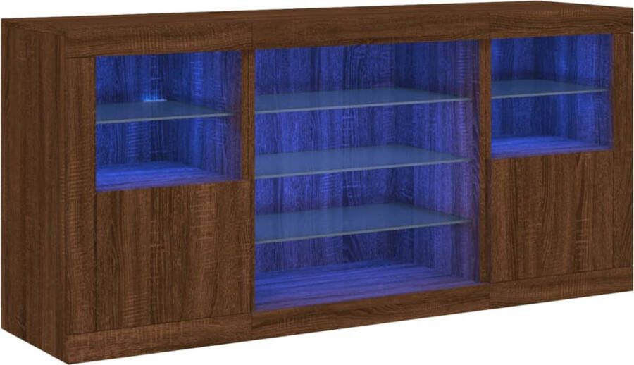 VidaXL -Dressoir-met-LED-verlichting-142 5x37x67-cm-bruineikenkleurig - Foto 5