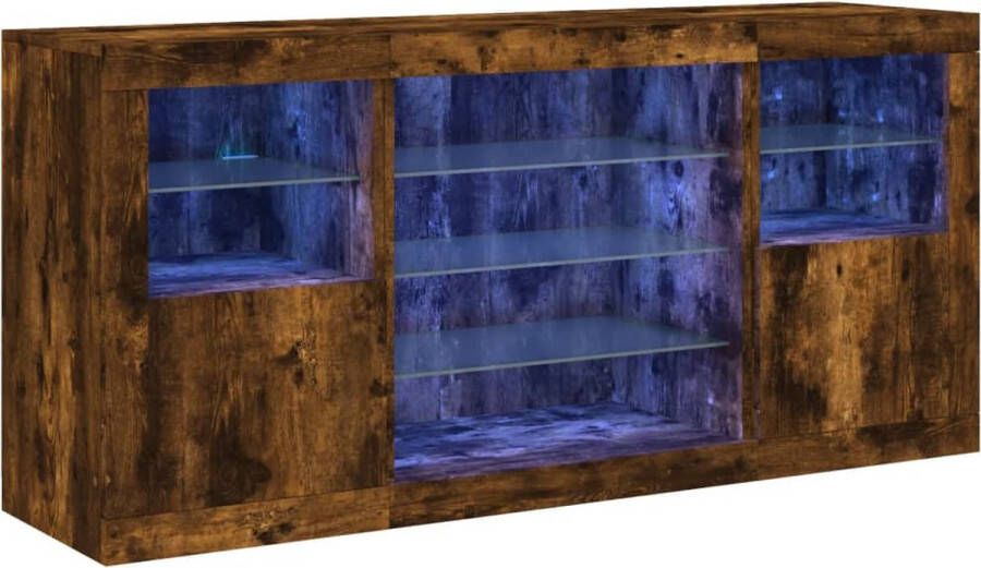 VidaXL -Dressoir-met-LED-verlichting-142 5x37x67-cm-gerookt-eikenkleur - Foto 5