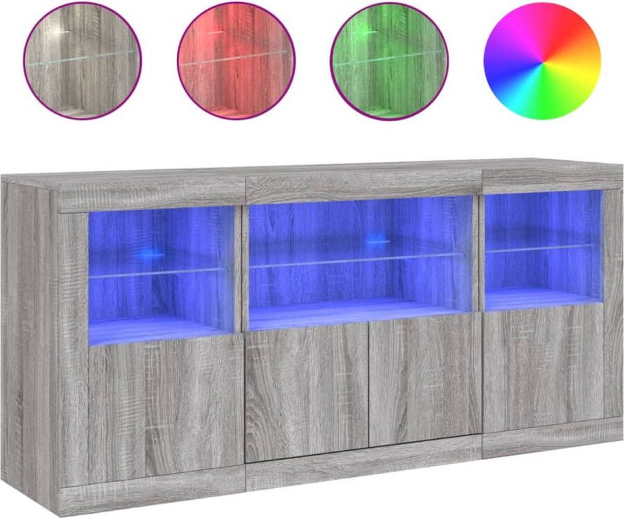 VidaXL -Dressoir-met-LED-verlichting-142 5x37x67-cm-grijs-sonoma - Foto 5