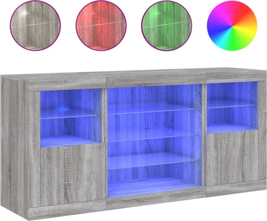 VidaXL -Dressoir-met-LED-verlichting-142 5x37x67-cm-grijs-sonoma - Foto 3