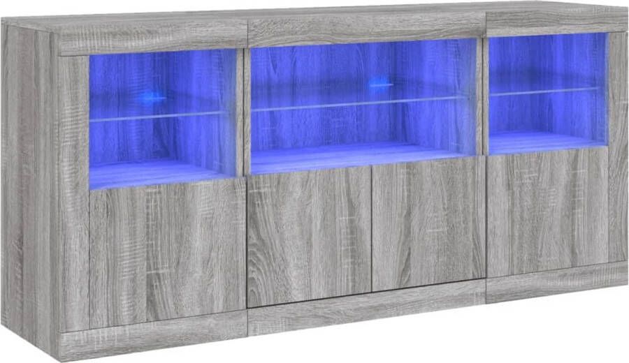 VidaXL -Dressoir-met-LED-verlichting-142 5x37x67-cm-grijs-sonoma - Foto 4