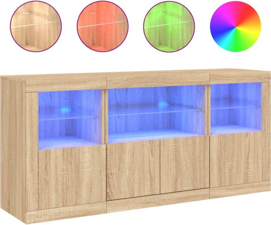 VidaXL -Dressoir-met-LED-verlichting-142 5x37x67-cm-sonoma-eikenkleurig - Foto 5