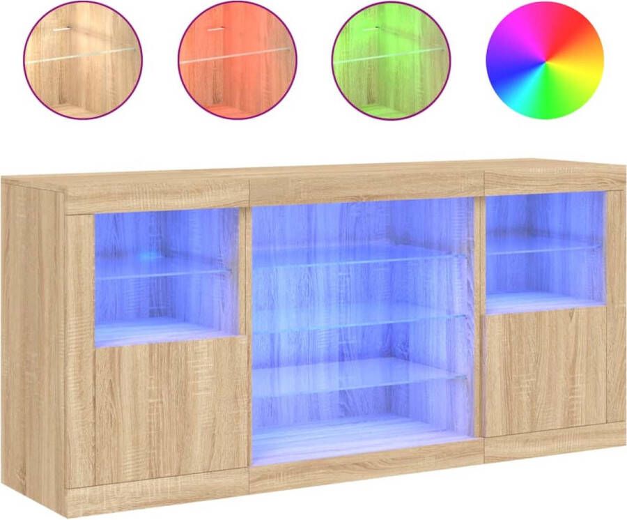 VidaXL -Dressoir-met-LED-verlichting-142 5x37x67-cm-sonoma-eikenkleurig - Foto 2