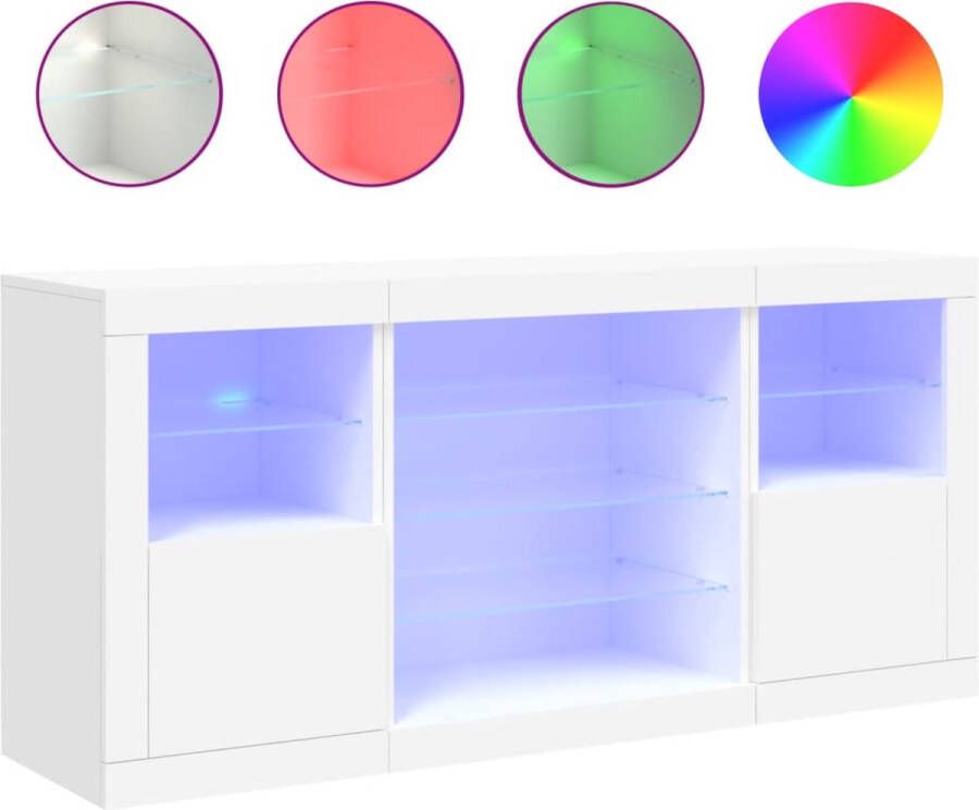 VidaXL -Dressoir-met-LED-verlichting-142 5x37x67-cm-wit - Foto 2