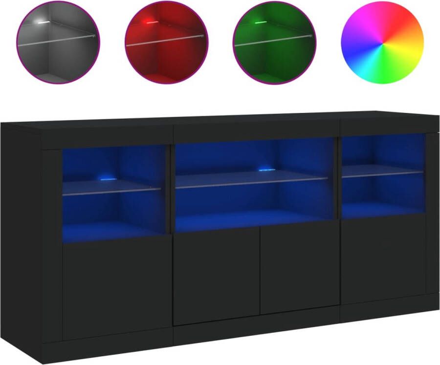 VidaXL -Dressoir-met-LED-verlichting-142 5x37x67-cm-zwart - Foto 3