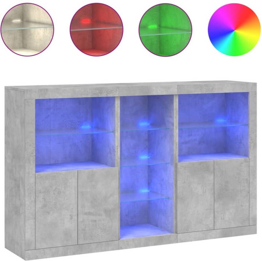 VidaXL -Dressoir-met-LED-verlichting-162x37x100-cm-betongrijs