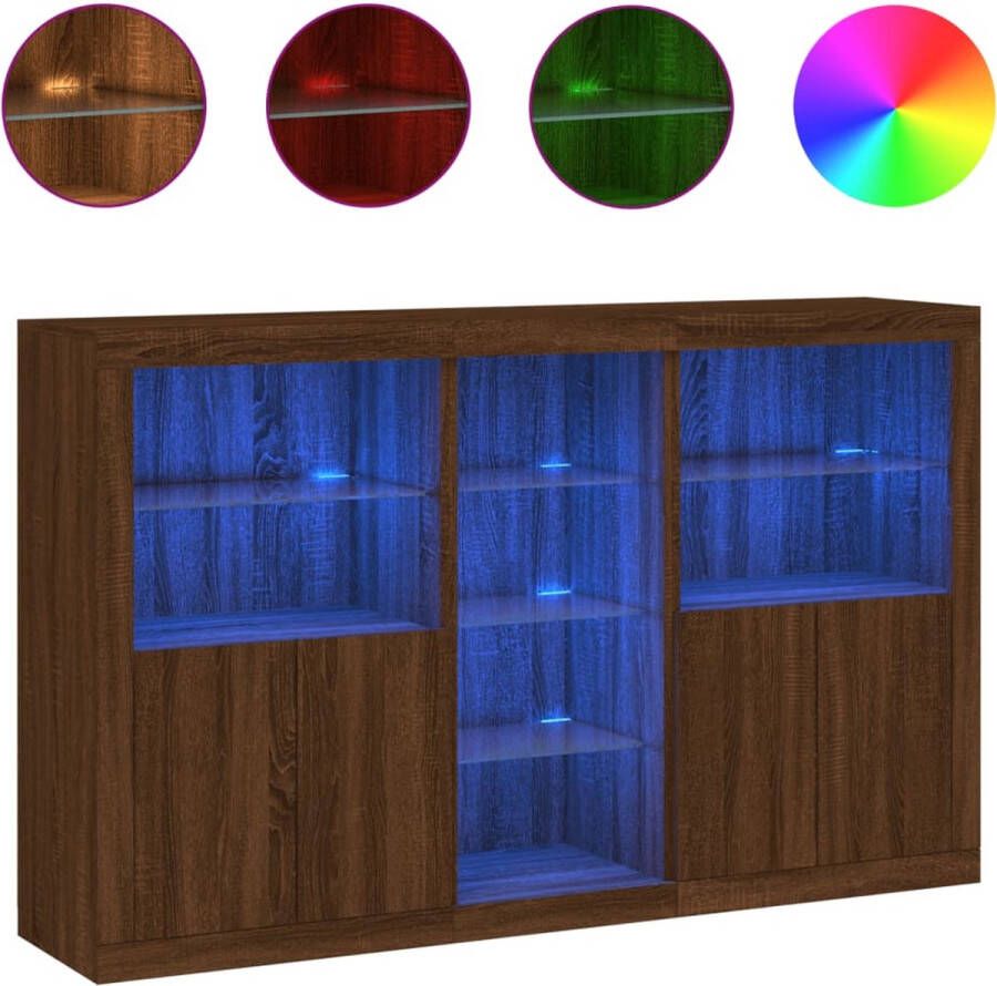 VidaXL -Dressoir-met-LED-verlichting-162x37x100-cm-bruineikenkleurig - Foto 3