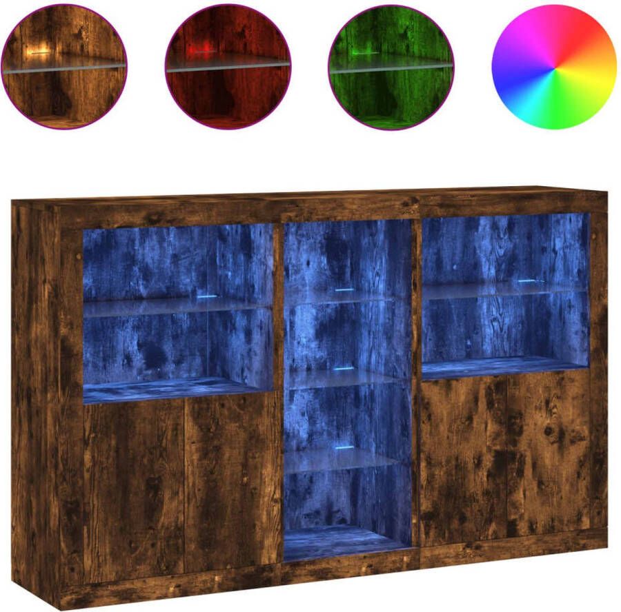 VidaXL -Dressoir-met-LED-verlichting-162x37x100-cm-gerookt-eikenkleurig - Foto 2