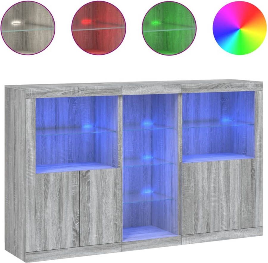 VidaXL -Dressoir-met-LED-verlichting-162x37x100-cm-grijs-sonoma-eiken - Foto 2