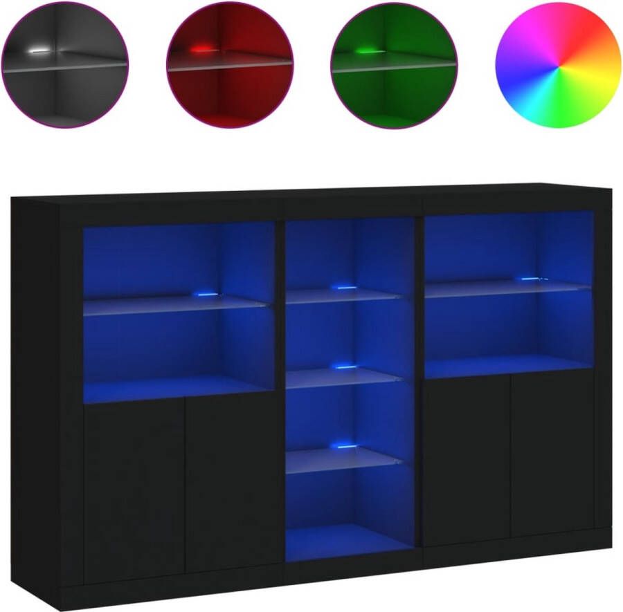 VidaXL -Dressoir-met-LED-verlichting-162x37x100-cm-zwart - Foto 3