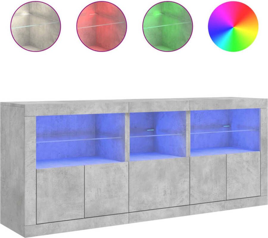 VidaXL -Dressoir-met-LED-verlichting-162x37x67-cm-betongrijs - Foto 6